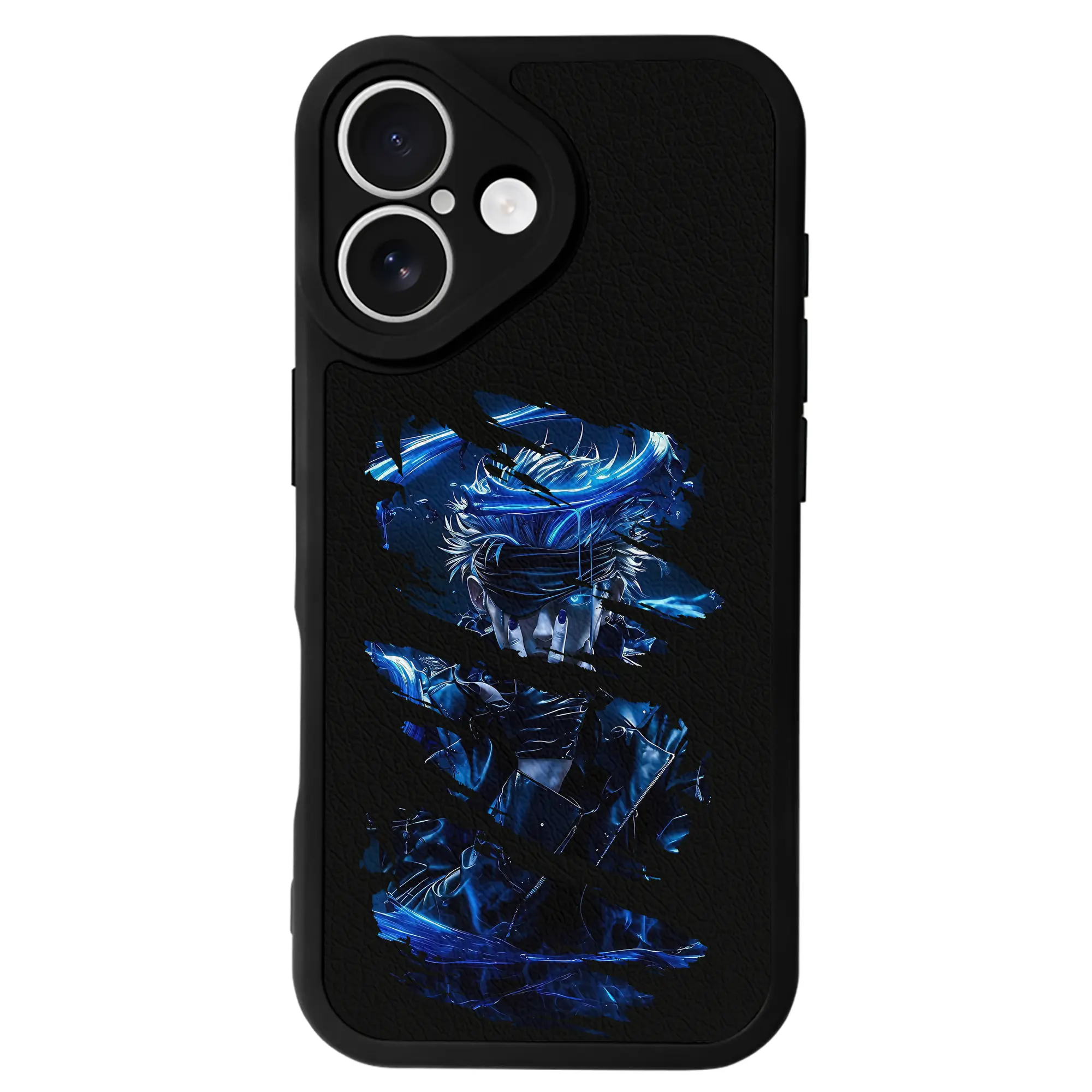 呪術廻戦 グッズ,五条 悟 - IPhone 16シリーズ対応 ・ シリコンスマホケース ・ レザー調 ・ 高精度フィット ・ 耐衝撃 ・ ワイヤレス充電対応 ・ 精密カット